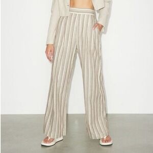 Dynamite Striped Wide Leg Pull On Linen Pants XL High Waist Coastal Comfy Casual